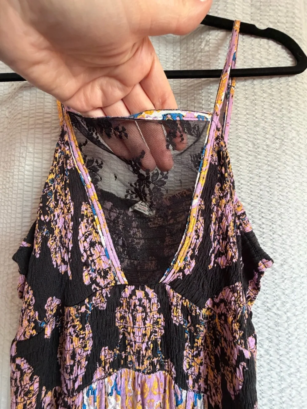 Free People Black Maxi Dress with Pink Floral Print - Picture 4 of 10